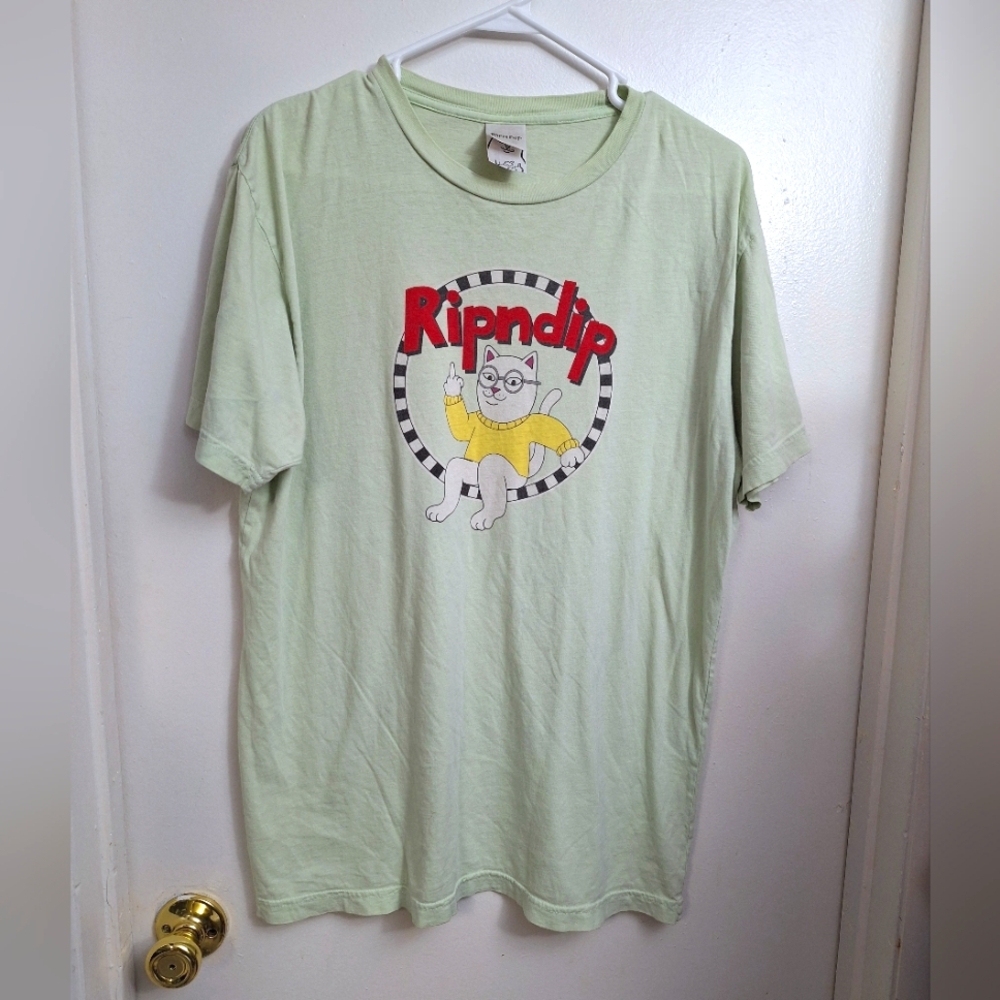 Ripndip Light Mint Green Cat Graphic T-Shirt Cotton Mens Womens Unisex Sz Large